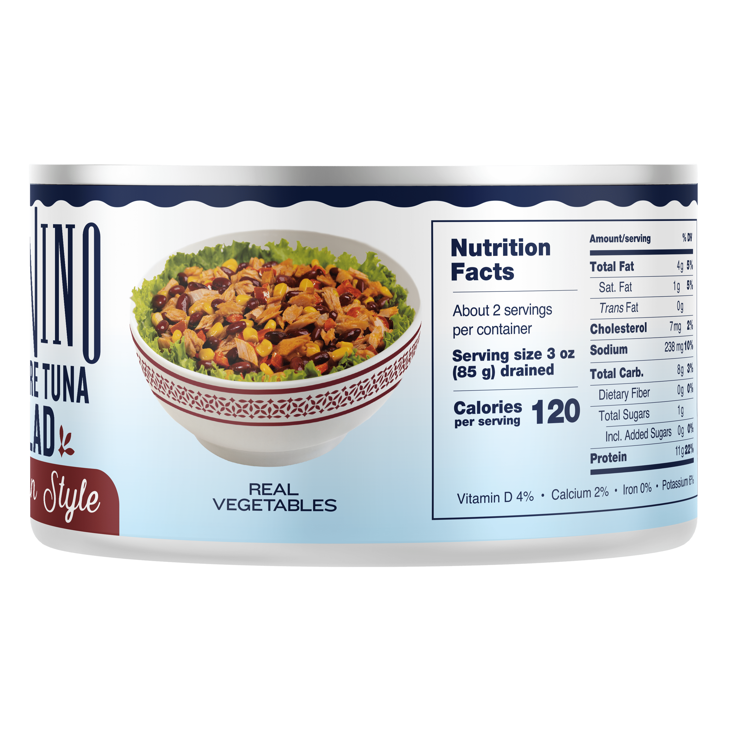 Tonnino Premium Albacore Tuna Salad Mexican Style with Beans, Peppers, and Sweet Corn, 8oz can, Gluten free
