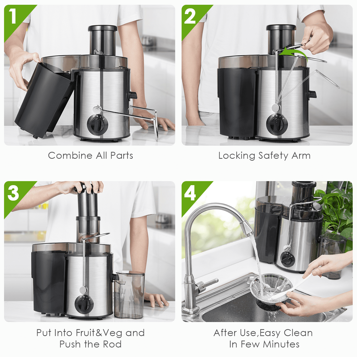 Exprimidor de Jugos Housnat 400W, Máquina de Extractor de Exprimidor de Jugos Housnat 400W, Máquina de Extractor de