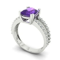 3.96ct cushion cut purple natural amethyst 18k white gold Bridal Wedding Engagement Promise Anniversary Ring for Women size 11