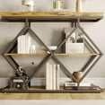 thumbnail image 1 of 3-Tier Entryway Table, Industrial Console Sofa Table with Storage, Accent Table with Open Shelves, Diamond-Shaped Metal Frame, Foyer Table for Entryway, Hallway, Brown, 1 of 9
