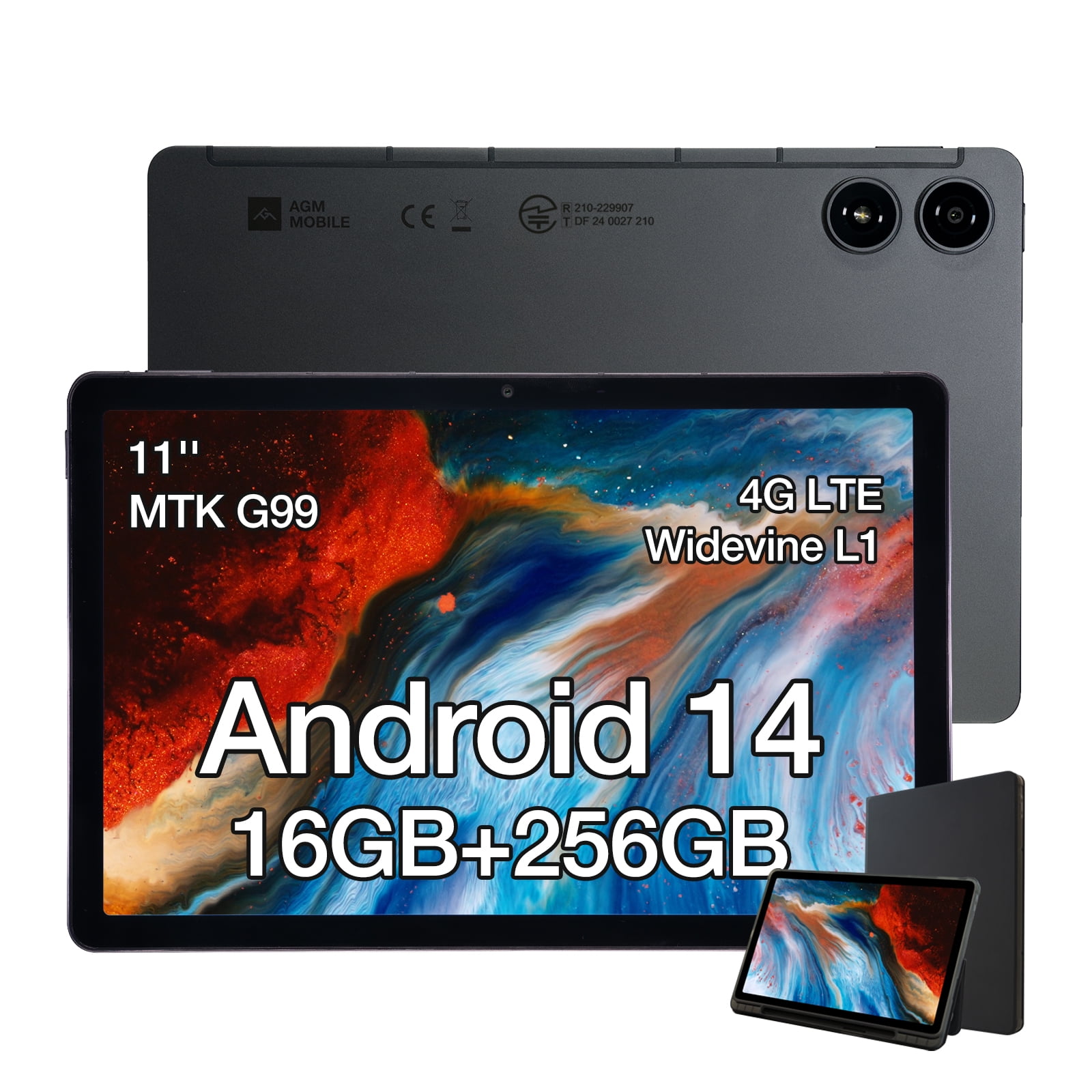 AGM PAD P2 Android 14 Tablet, 11 inch FHD IPS Display, 1200X1920, MTK G99, w/Widevine L1 Certification, Quad Box Stereo Speakers, 7850mAh, 8+ 256GB[Expandable to 2TB], GPS, Compass, OTG, WiFi