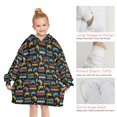 thumbnail image 3 of Game Controller Black Pattern Flannel Blanket Hoodies for Teens ,Teens Oversize Sherpa Wearable Hooded Blanket Sweatshirt with Super Pockets, 3 of 4