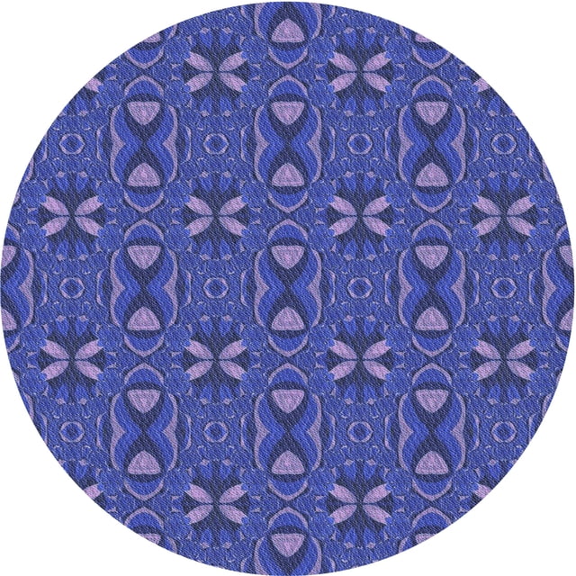 Ahgly Company Tapis d'Intérieur Lavables en Machine, Ronds, Transitionnels, Bleu Ardoise, Ronds de 3'