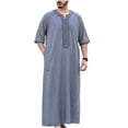 thumbnail image 2 of Yaoyar Mens Muslim Robes Middle East Long Sleeve Thobes Embroidered Kaftan Abaya Formal Dubai Clothes Thobe Abaya Robe, 2 of 8