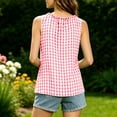 thumbnail image 4 of Karymi Womens T Shirts Gingham Sleeveless Tank Top, Casual Crinkle Checkered Blouse with Shoulder Tie, Loose‑Fit Layered Summer Vest Womens Summer Tops, 4 of 6