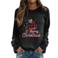 thumbnail image 1 of Gibobby Sudaderas para mujer navidad Suéteres para mujer Diario Navidad de nieve Estampado Sudadera Cuello redondo Camisas de entrenamiento Blusa suelta(Negro,M), 1 of 4