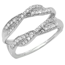 0.40 Carat (ctw) 18K White Gold Round Cut Diamond Ladies Anniversary Wedding Band Swirl Enhancer Guard Double Ring