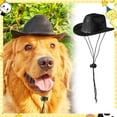 thumbnail image 4 of Laklulu 2 piezas de sombreros de vaquero para perros con cachorros ajustables, sombrero de vaquero para mascotas, gatos, disfraz occidental, fiesta navideña, 4 of 5