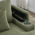 thumbnail image 6 of 75.5" Double Chaise Lounge with Adjustable Backrest, Sleeper Sofa Bed with Cup Holders, Phone Holder and Armrest Storage, Corduroy Loveseat Sofa for Living Room, Green, 6 of 10