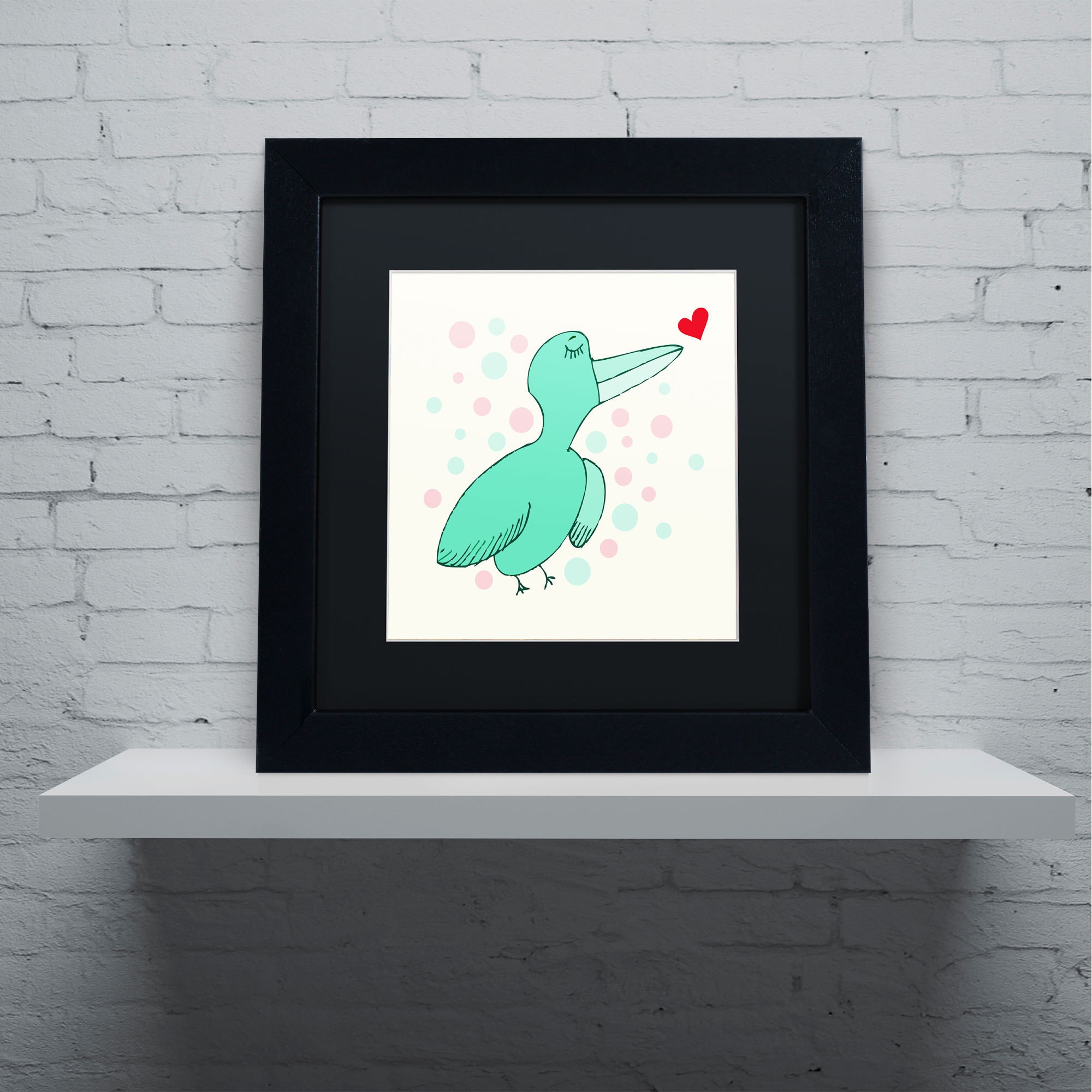 Trademark Fine Art "Dreamy Love Bird" Canvas Art by Carla Martell, Black Matte, Black Frame