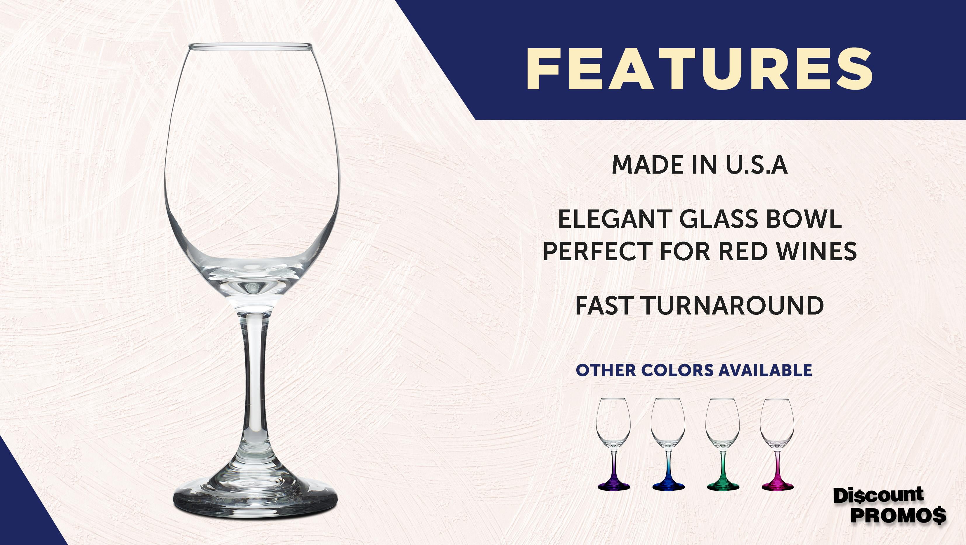 Rioja Wine Glasses with Stem 10 oz. Set of 10, Bulk Pack - Color Bottom, Perfect for Wedding, Party Favors, Birthday, Bridal Shower Gifts - Clear