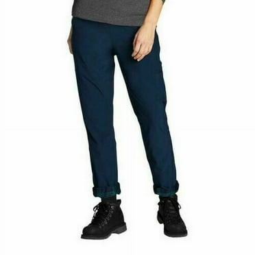 Eddie Bauer Women's Stretch Fleece Lined Polar Pant ( 4, Blue/Plaid)