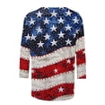 thumbnail image 5 of Independence Day Shirt Women's 3/4 Sleeve Tops Dressy Casual Womens Summer Blouses and Tops Plus Size Womens Tops Dressy Casual Cotton Print T Shirts for Women Pack, 5 of 5