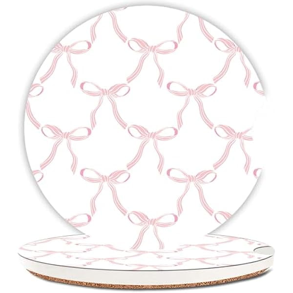 wonima44 Car Coasters for Cup Holders, Car Cup Holder Coaster, Cute Car Accessories for Women Interior, 2PCS Cup Holder Coasters for Car, Anti Slip Rubber Cup Mat with A Finger Notch(Cute Boho Bow)