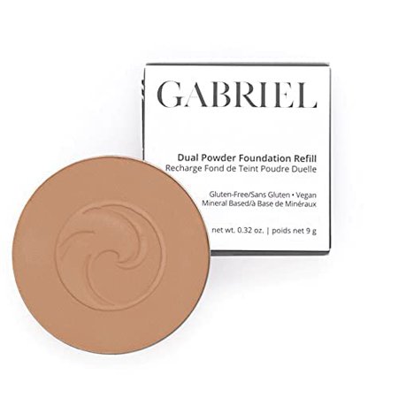 Gabriel Cosmetics Dual Powder Foundation, Natural, Paraben Free, Vegan, Gluten-free, Cruelty-free, Non GMO, Pressed mineral powder, enhanced with Sea Fennel (Olive)