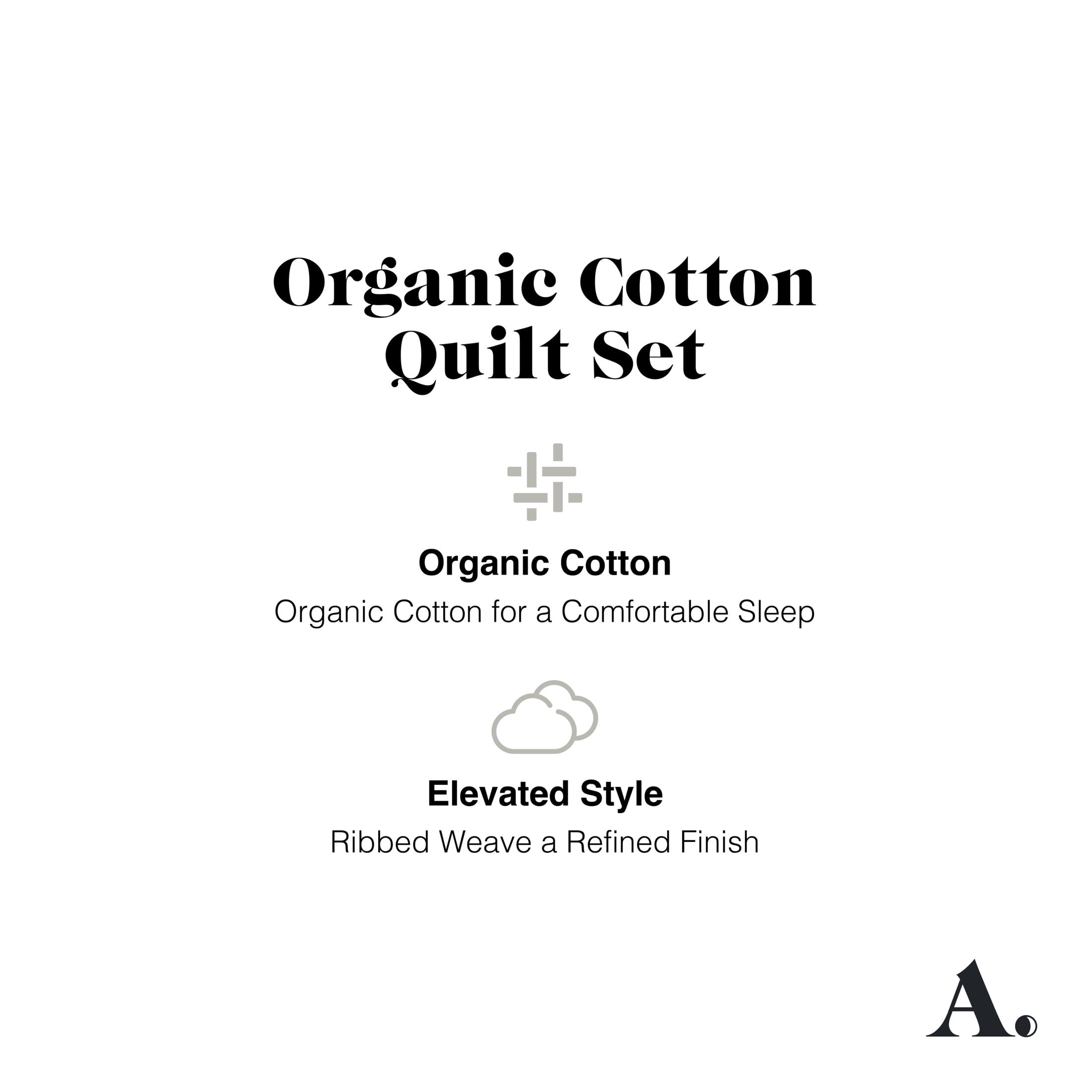 Allswell Organic Cotton 3-Piece Quilt Set, Slate Blue, King/California King