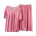 thumbnail image 3 of Dezsed Lounge Sets For Women Two Piece Outfits Loungewear Clearance Women's Short Sleeved Capris Large And Thin Casual And Minimalist Home Wear Two-piece Set Red XXXL, 3 of 4