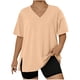 thumbnail image 1 of Mujeres Más Tamaño Manga Larga Tops Color Sólido Doblado Hendidura V Cuello Suéter, Mujeres Más Tamaño Manga Larga Tops Casual de Moda Toda la Temporada Diario, 1 of 6