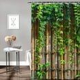 thumbnail image 2 of Orinice Italian shower curtain farm style garden vintage potted greenery countryside greek scene italian countryside mediterranean bathroom décor set with hooks 69x72, 2 of 7