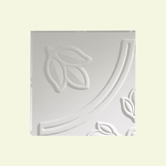 Fasade Easy Installation Traditional 5 Matte White Glue Up Ceiling Tile/ Ceiling Panel (12" X 12" Sample)