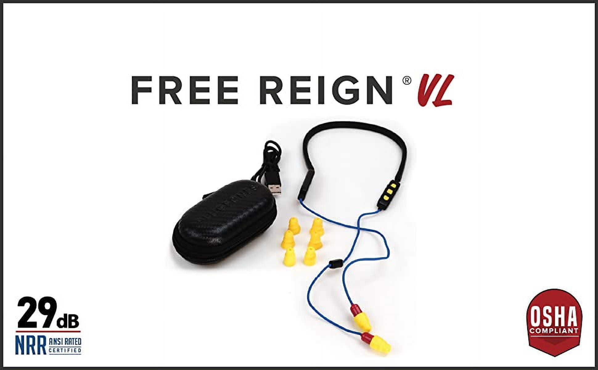 Plugfones FreeReign Volume Limited Bluetooth In-Ear Earbuds with Noise Isolating Mic, Blue/Yellow