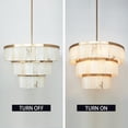 thumbnail image 3 of Alabaster Three-Tier Chandelier with Metal , Detailing Rustic , Metal detailing , Natural stone , hanging light fixtures for living room , modern chandelier for living room, 3 of 9