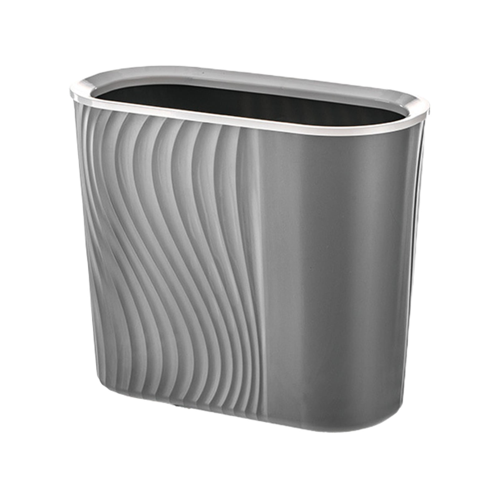 Cagogo Wastebasket, Plastic Trash Can, Striped Seamless Design for Home Kitchen Bathroom, Blue Gray White Small Garbage Bin for Office Garage Dorm