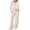 Beige, variant on HOWPAY Women 2 Piece Outfits Sets Half Zip Long Sleeve V Neck Solid Color T-Shirt Wide Leg Pants Outfits Lightweight Soft Y2K Tracksuits Beige L