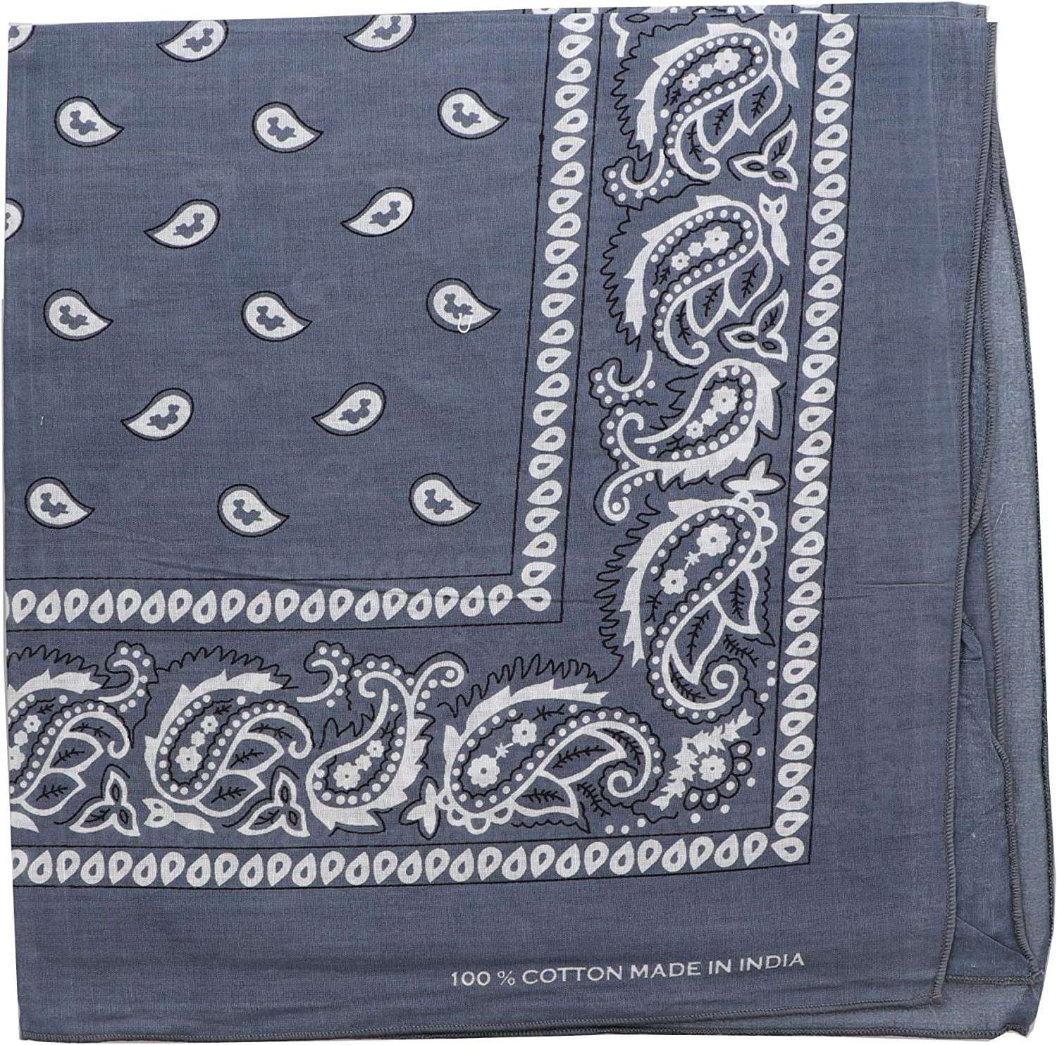 Motique Accessories Extra Large Paisley Bandana 27x27 Inch (Dark Grey ...