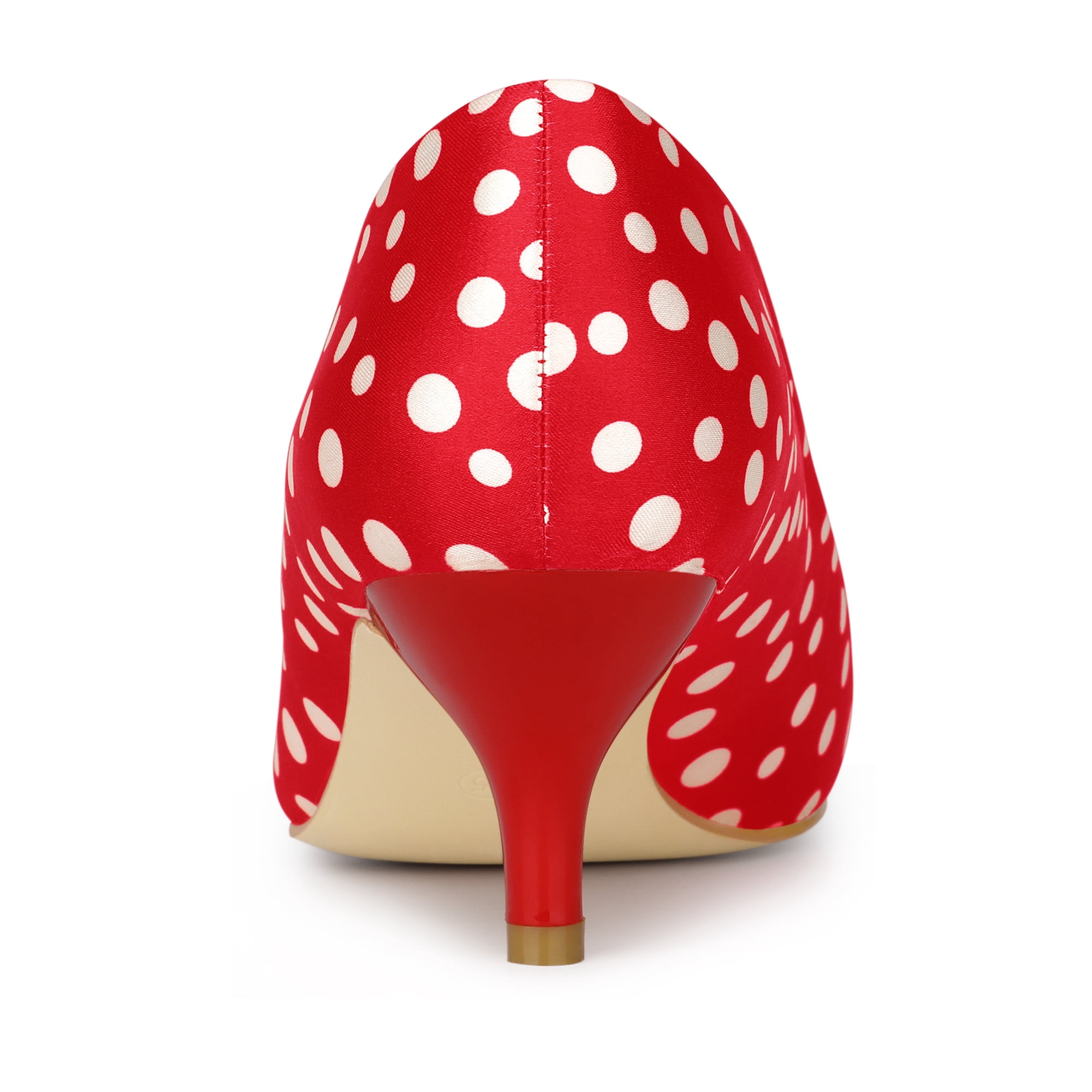 Unique Bargains Women's Pointed Toe Polka Dots Kitten Heels Pumps