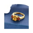 thumbnail image 3 of Gem Stone King 18K Yellow Gold Plated Silver Yellow Citrine and Red Garnet Ring for Women (2.70 Cttw, Gemstone Birthstone, Available in Size 5, 6, 7, 8, 9), 3 of 5