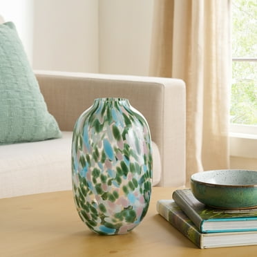Better Homes & Gardens 10" Green Painted Glass Vase