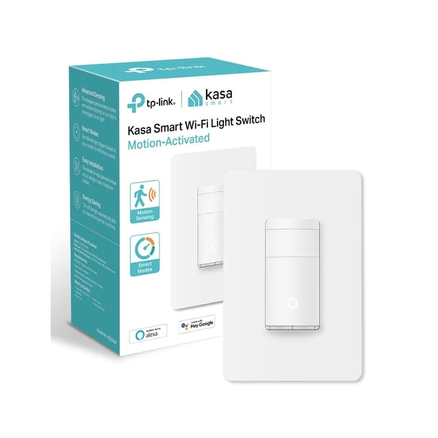 Kasa Smart Motion Sensor Switch, Single Pole, Needs Neutral Wire, 2.4GHz Wi-Fi Light Switch, Works with Alexa & Google Assistant,