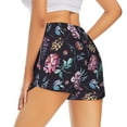 thumbnail image 2 of Uemuo Roses Flowers Pattern Women's Athletic Shorts High Waisted Running Shorts with Liner Pockets Gym Elastic Workout Shorts-Small, 2 of 9