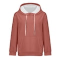 thumbnail image 4 of Women's Solid Color Pullover Hoodie with Drawstring and Side Pockets, French Terry Casual Streetwear Sweatshirt for Lounge Comfort, Daily Wear and Outdoor Activities Pink XL, 4 of 9
