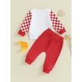 thumbnail image 4 of Suealasg Toddler Boys Valentine's Day Outfits 2Pcs Baby Boys Clothes Set Spring Letter Heart Print Checkerboard Long Sleeve Sweatshirts and Long Pants, 4 of 8