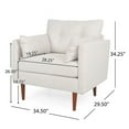 thumbnail image 3 of Noble House Grouse Fabric Tufted Club Chair with Accent Pillows, Beige and Walnut, 3 of 9