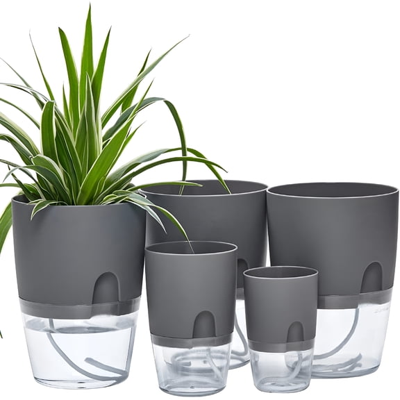 LAMIRO Self Watering Pots for Indoor Plants,Flower Pot Modern Decorative Plastic Planter with Water Storage for All House Plants,Flowers,Herbs