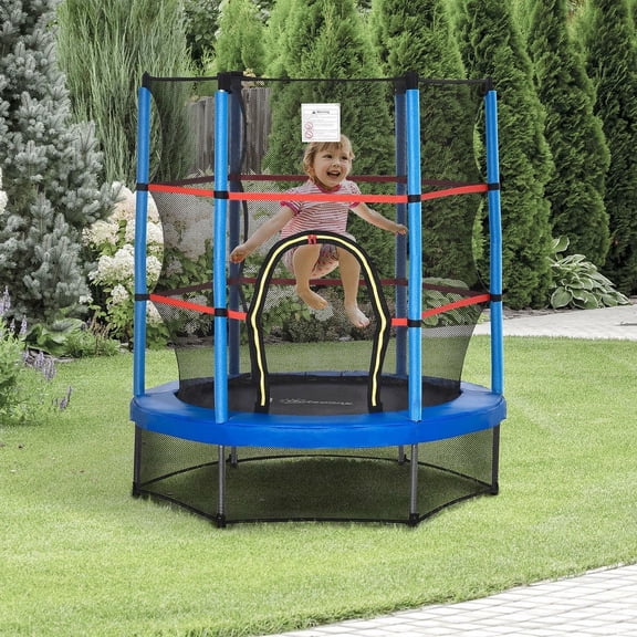 Barara King 5FT Trampoline with Enclosure Net, Outdoor Recreational Trampolines for Age 3 to 6 Years, Blue