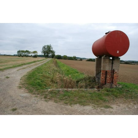 laminated poster farm track fuel tank drainage ditch looks like a fuel tank