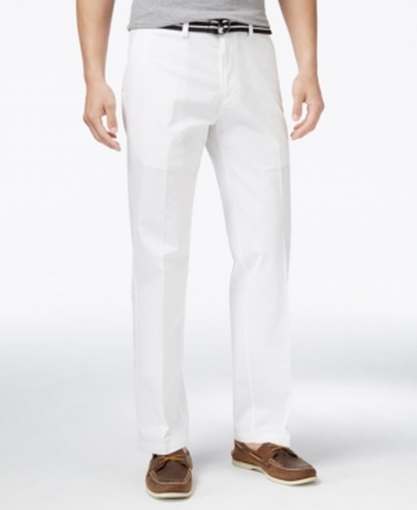 Haggar NEW White Mens 30x32 Belted Straight Leg FlatFront Khakis