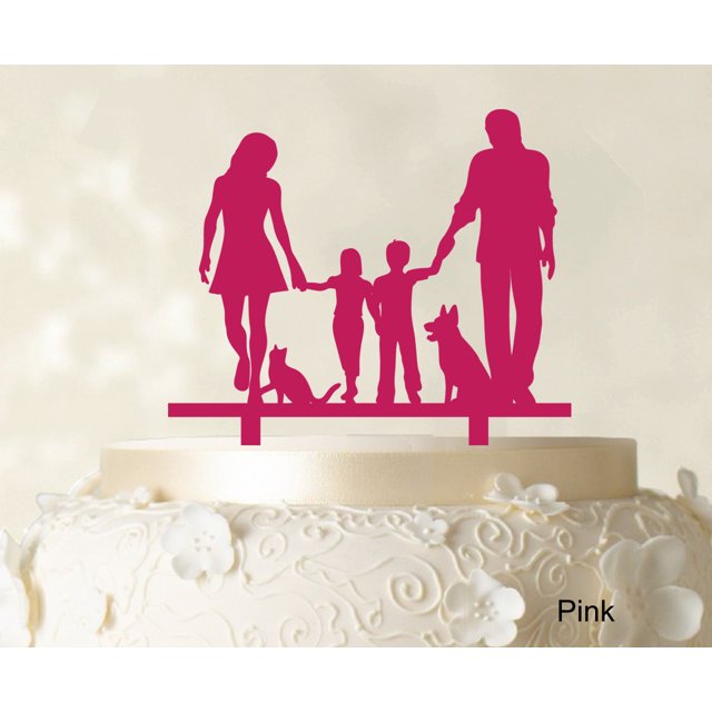 Family Cake Topper Personalized Silhouette Cake Topper Color Option Available 6-8 Inches Wide