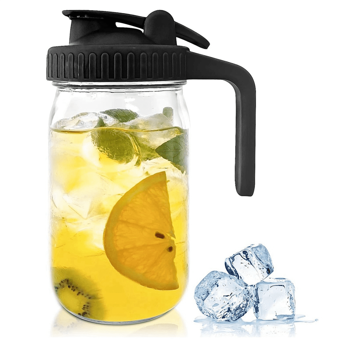 2X 32Oz Mason Jar pour Spout Lid -Glass Pitcher with Lid ,Breast Milk Pitcher,Seal for Juice,Milk,Coffee,Tea,Lemonade