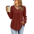 thumbnail image 4 of WIHOLL Long Sleeve Shirts for Women V Neck Tunic Tops Lightweight Womens Sweaters Fall Outfits, 4 of 12