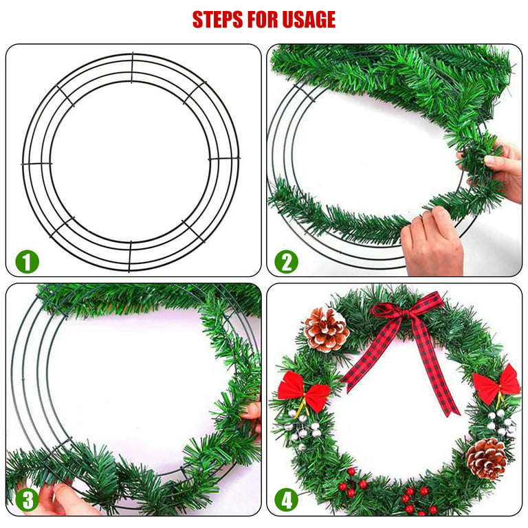 12 Pieces Metal Wreath Frame Dark Green Wire Round Wreath Rings Wire Wreath  Frame for Christmas New Year Party Home Decor DIY Crafts Supplies (8 Inch)