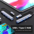 thumbnail image 2 of Adaptador divisor USB tipo C HUB 3.0 3.1 de 4 puertos multiusb OTG para HUAWEI, Xiaomi, Lenovo, Macbook, PC, accesorios de computadora, USB, gris, 2 of 5