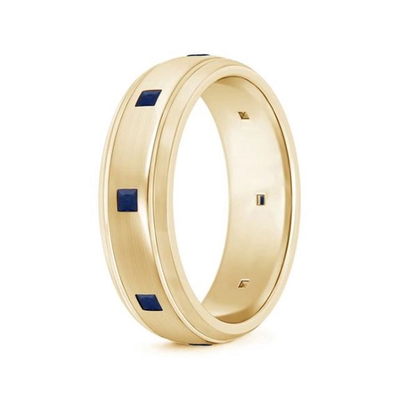 Square Shape Blue Sapphire Band Ring 925 Sterling Silver Rose Gold Plated September Birthstone Wedding Anniversary Gift Gemstone Jewelry