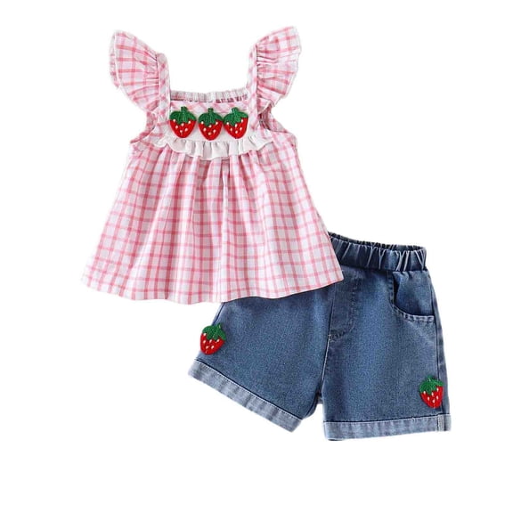 HCNTES Toddler Baby Boy Girl Summer Clothes Funny Graph T Shirt Elastic Waist Pockets Shorts Set 2 Piece Outfit(Pink,18-24 Months)