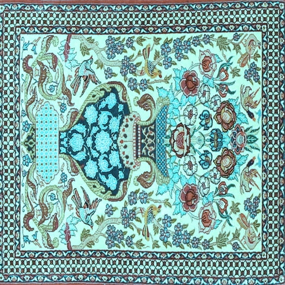 Ahgly Company Indoor Square Animal Light Blue Traditional Area Rugs, 7' Square