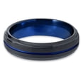 thumbnail image 2 of P. Manoukian Tungsten Wedding Band Ring 6mm for Men Women Blue Black Beveled Edge Brushed Polished Lifetime Guarantee Size 11.5, 2 of 4